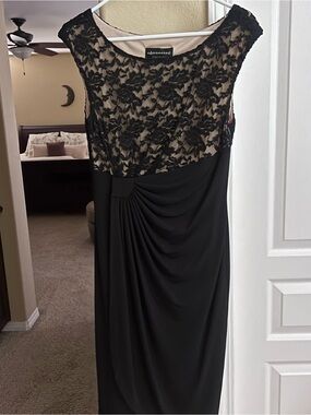 connected apparel Black Lace Bodice Midi Dress